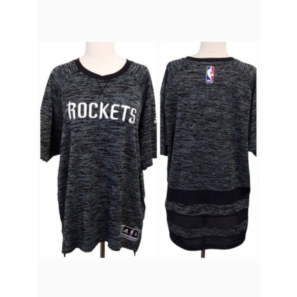Adidas Houston Rockets Gray Black Space-Dye Striped Shirt / NBA Jersey- Mens XL